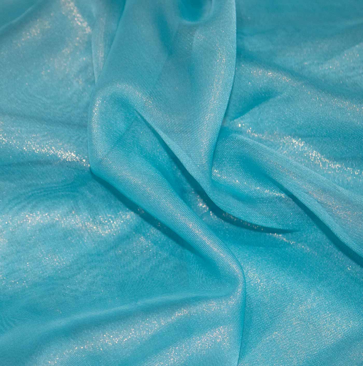 Turquoise Blue Cationic Chiffon Fabric