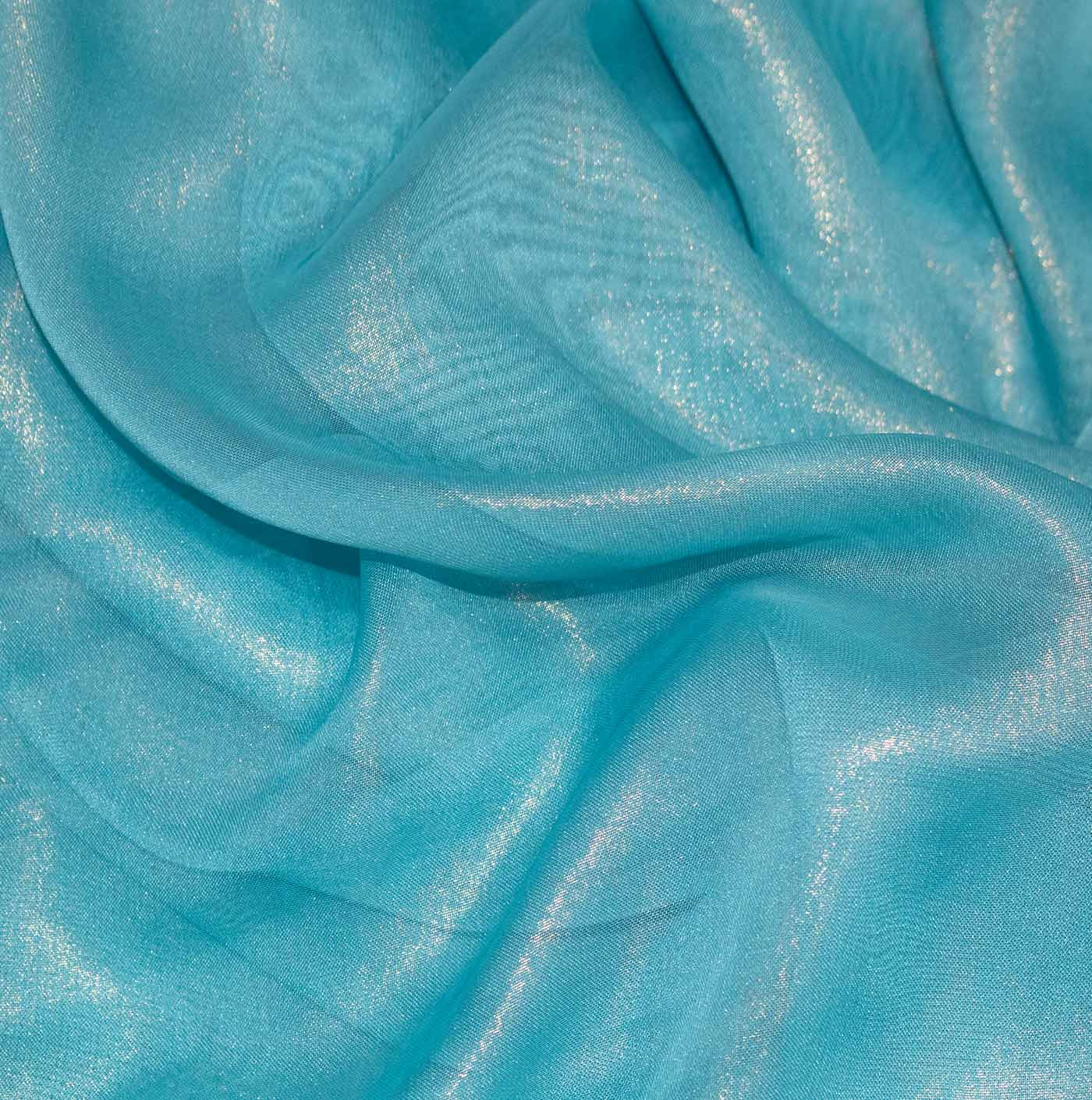 Turquoise Blue Cationic Chiffon Fabric