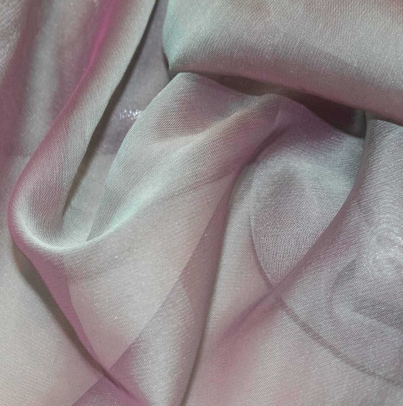 Iridescent Grey Cationic Chiffon Fabric