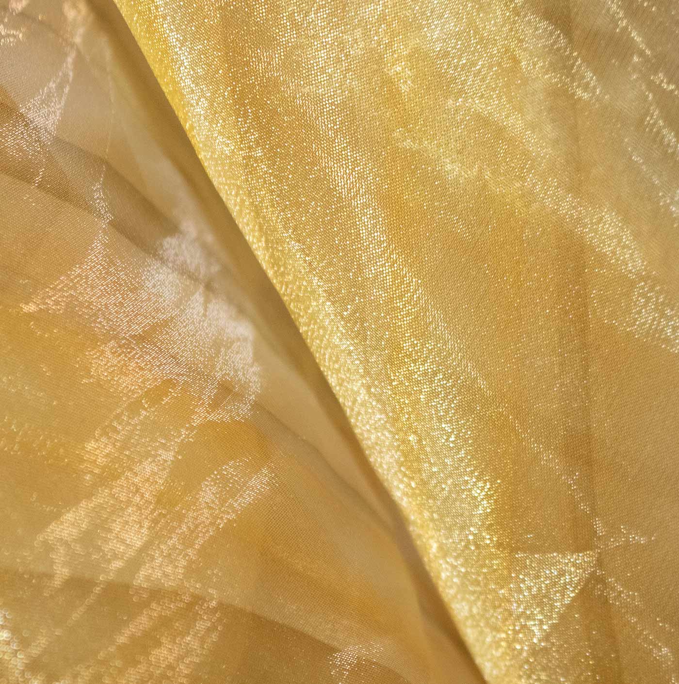 Yellow-Gold Striped Organza Fabric
