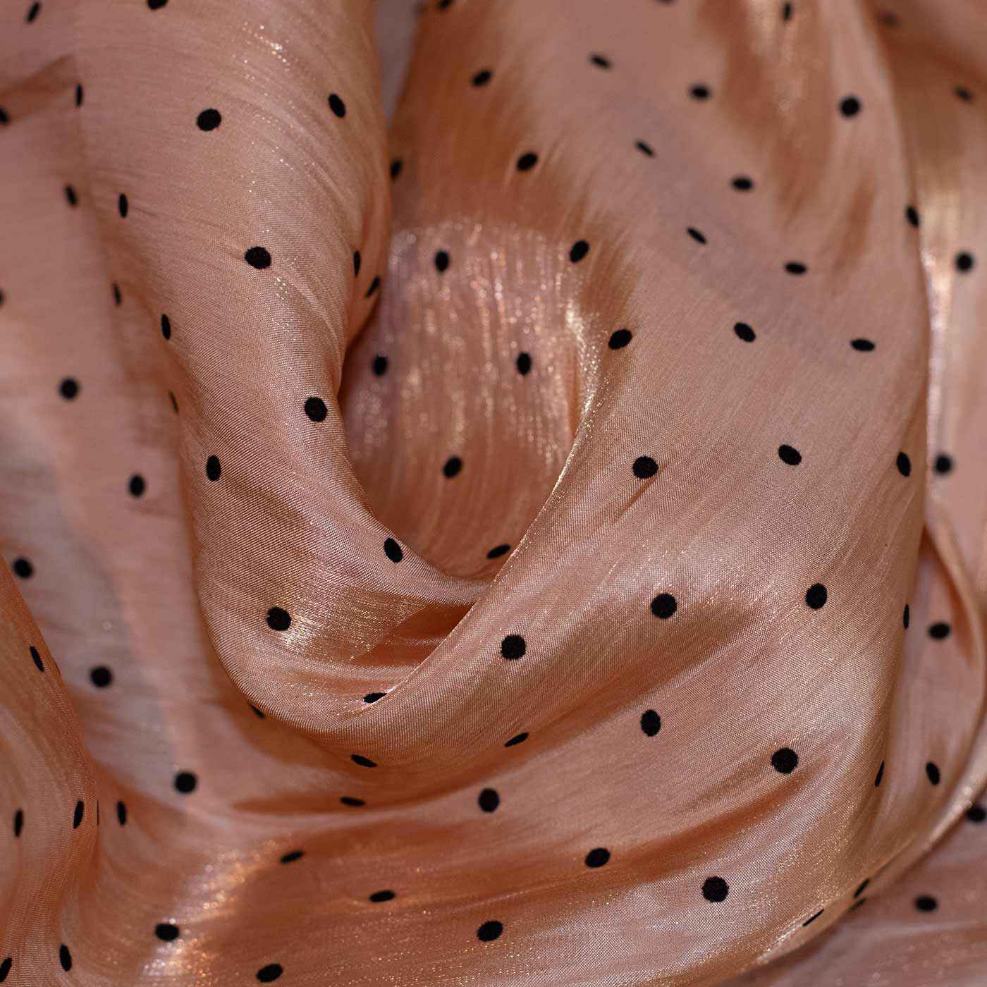 Gold & Black Crinkle Dotted Silk Fabric