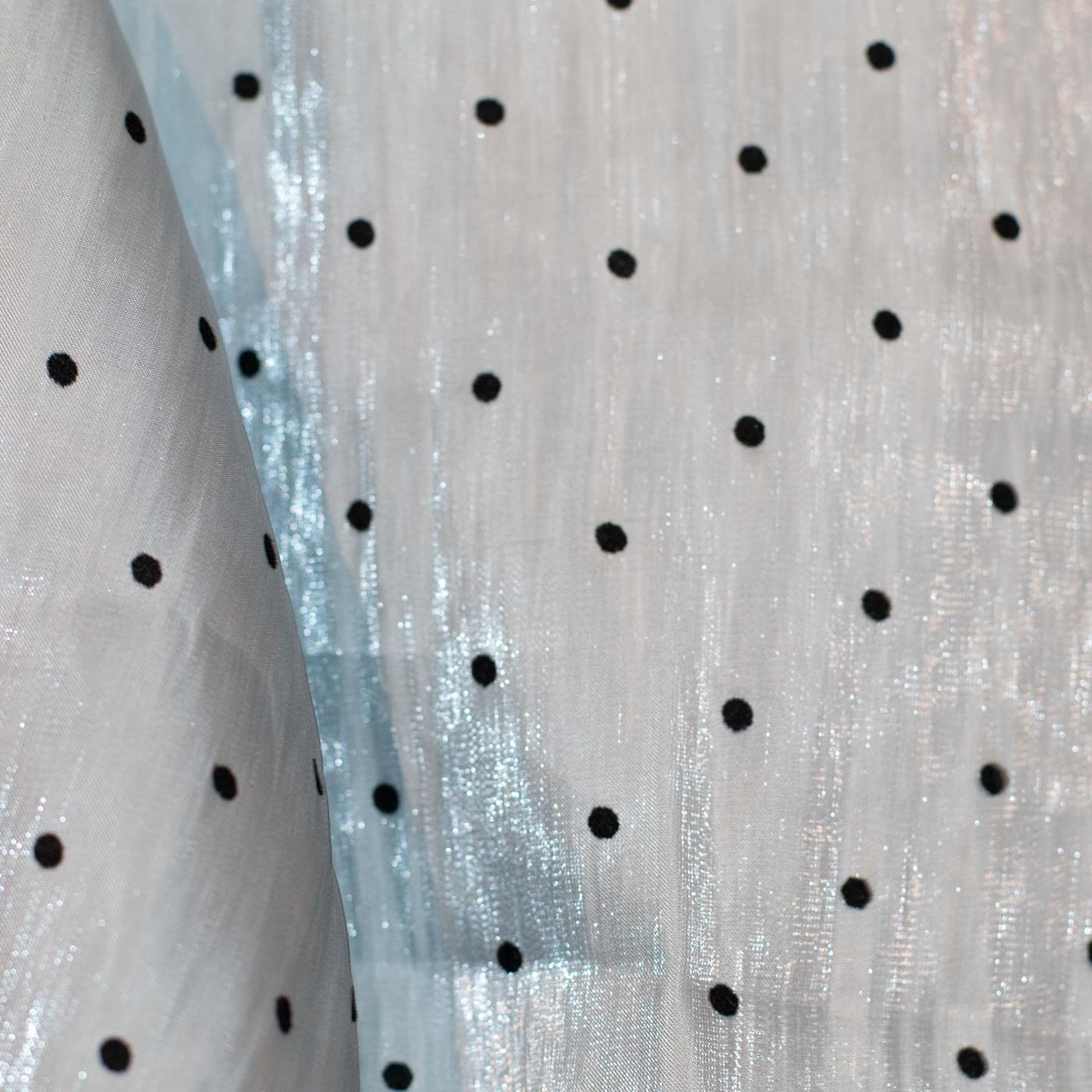 Sky Blue Crinkle Dotted Silk Fabric