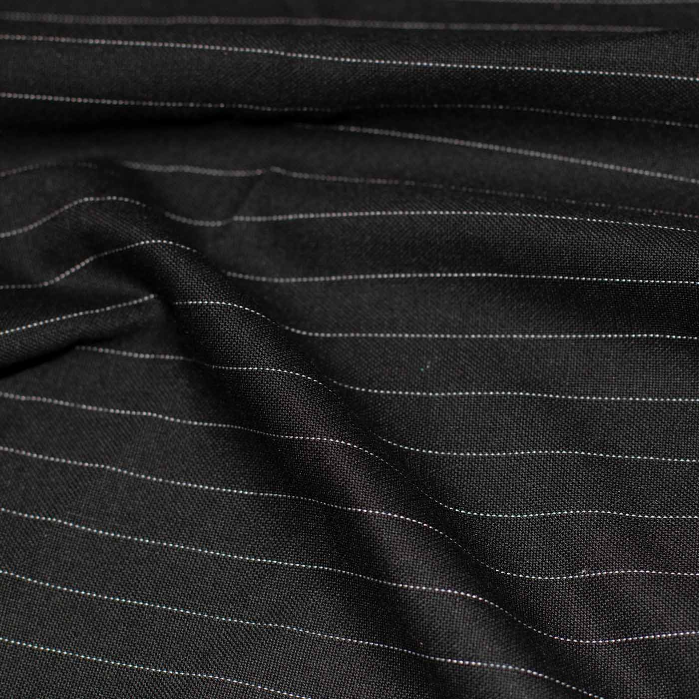 White Striped Black Cotton Fabric