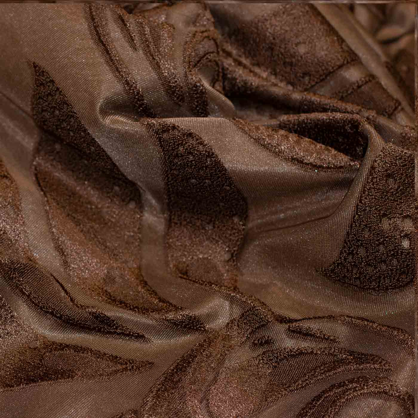 Brown Embroidered Velvet Fabric