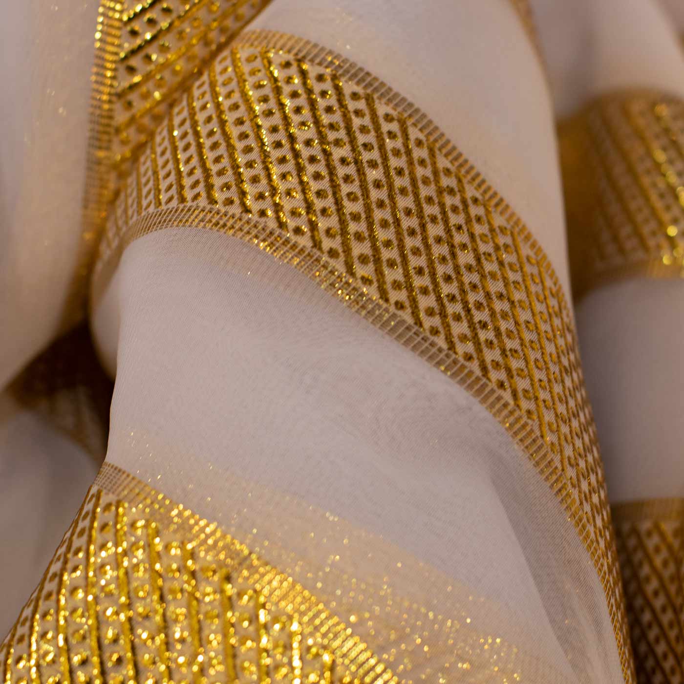 Gold & Ivory French Chiffon Fabric