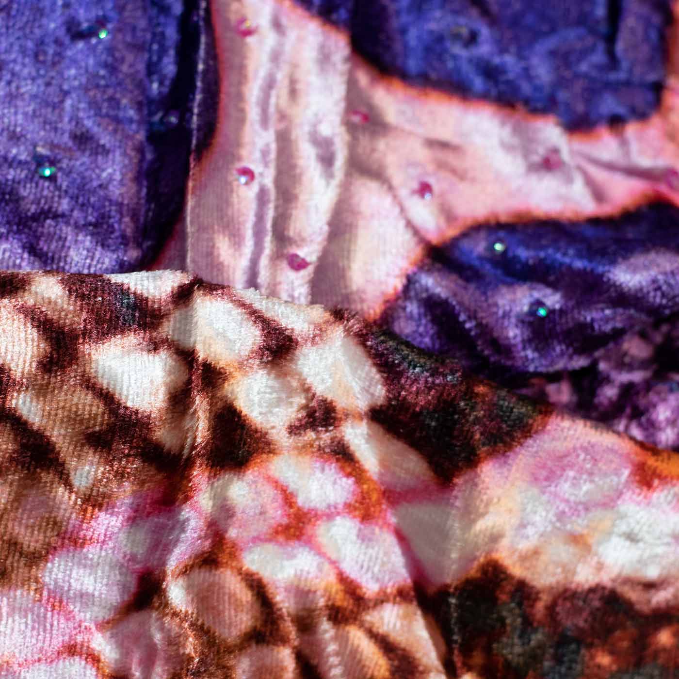Multicolor Embroidered Stone Velvet Fabric