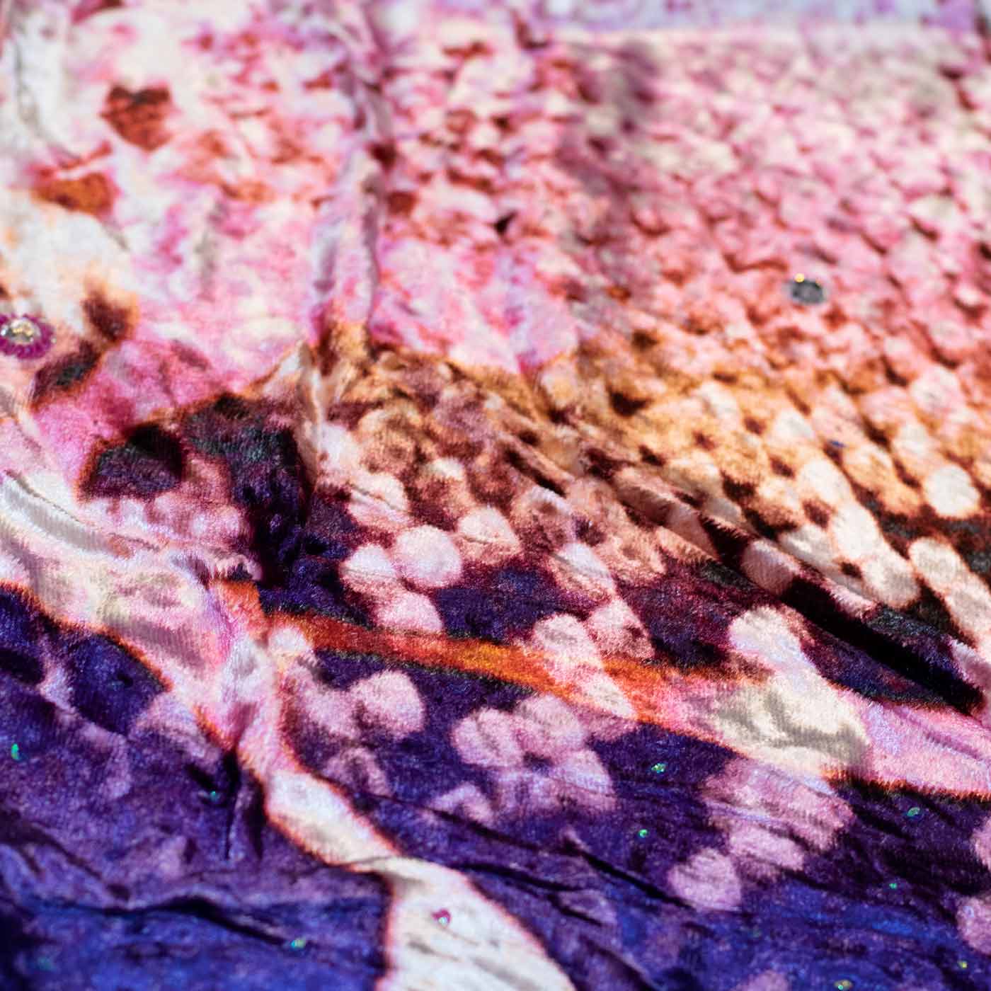 Multicolor Embroidered Stone Velvet Fabric