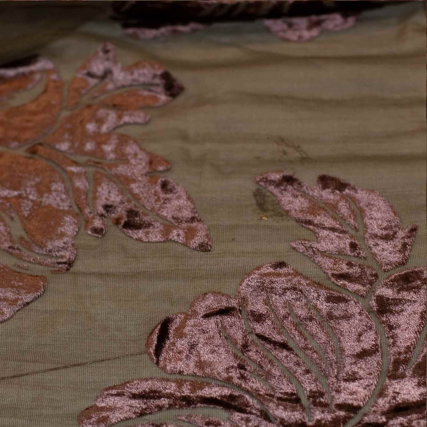 Coffee Brown Velvet Chiffon Fabric