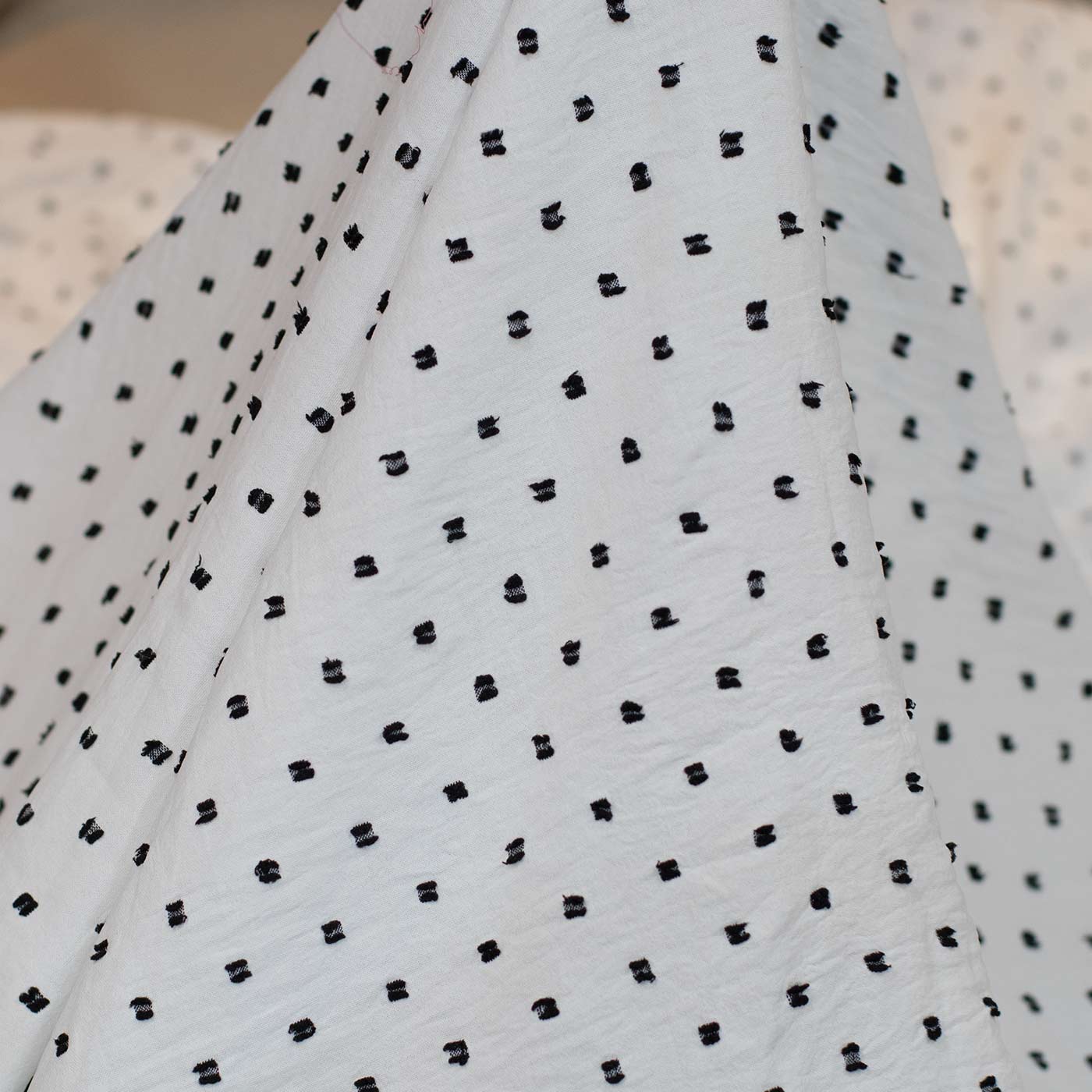 Black & White Dotted Cotton Gauze Fabric