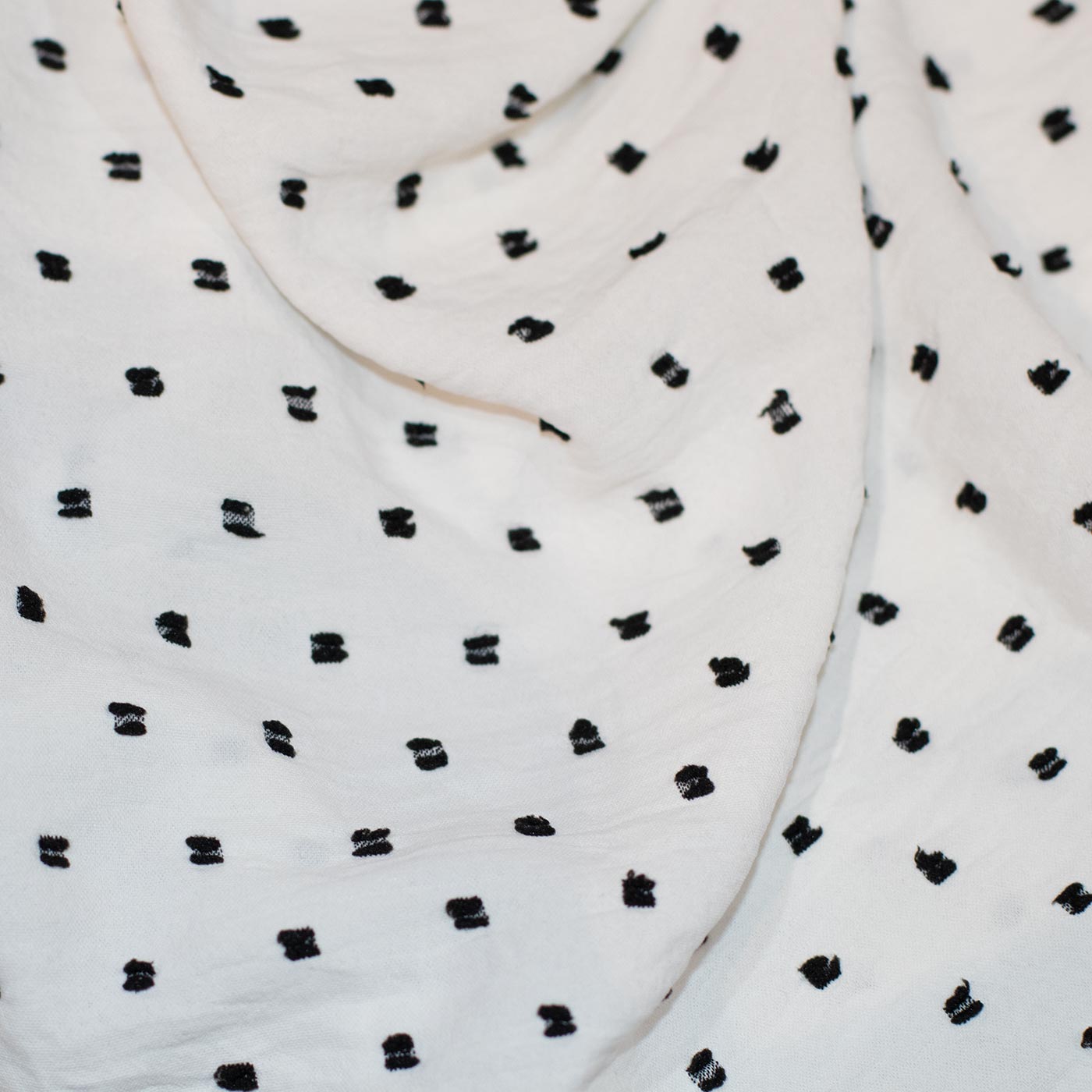 Black & White Dotted Cotton Gauze Fabric