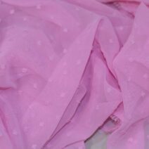 Baby Pink Dotted Chiffon Fabric