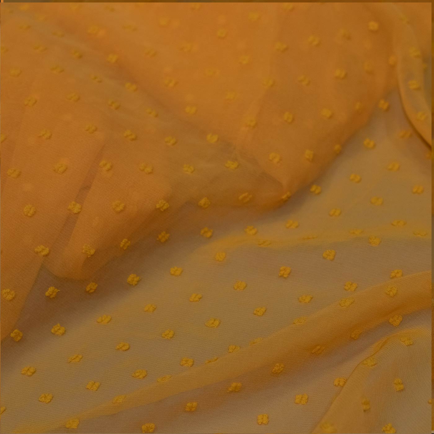 Yellow Dotted Chiffon Fabric