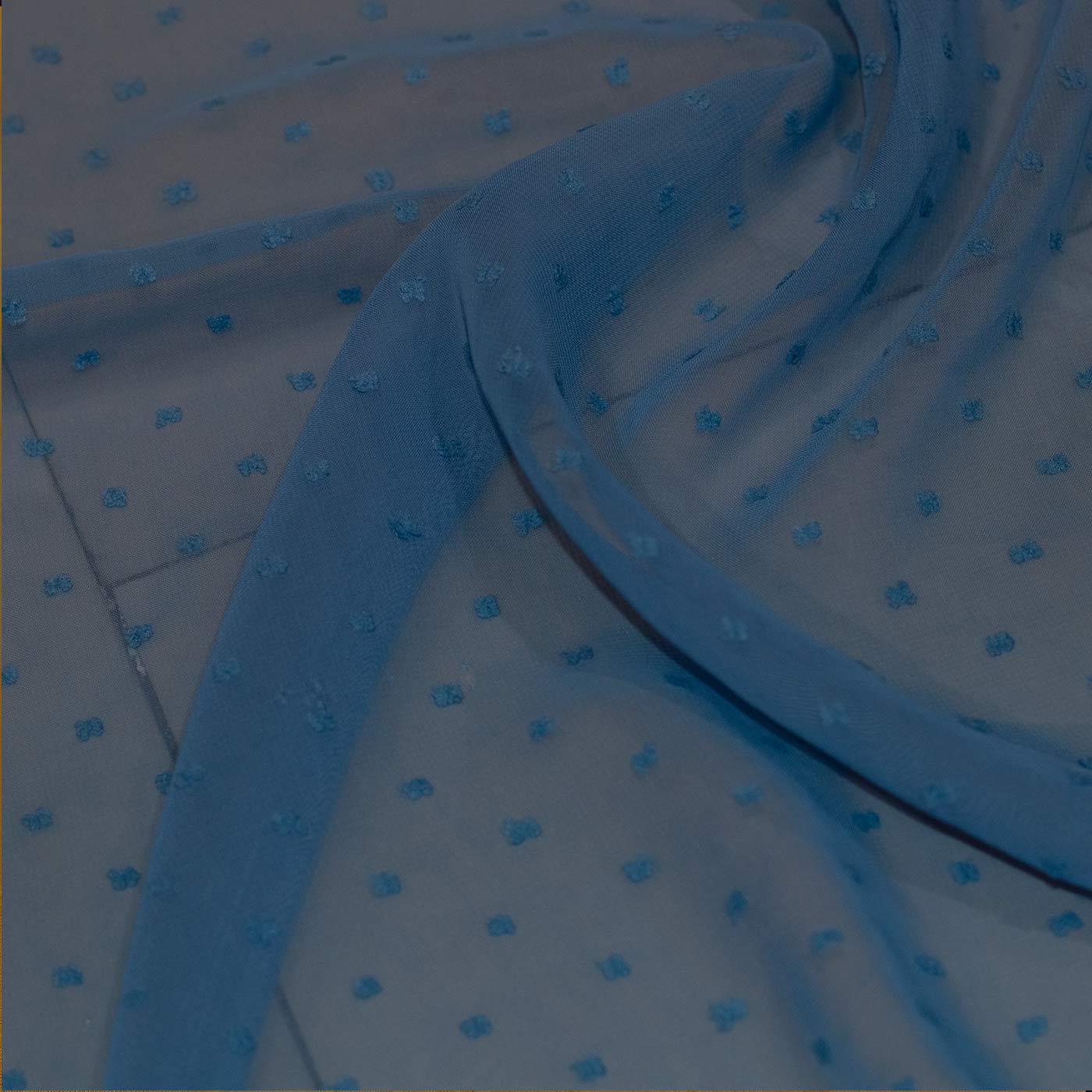 Sky Blue Dotted Chiffon Fabric