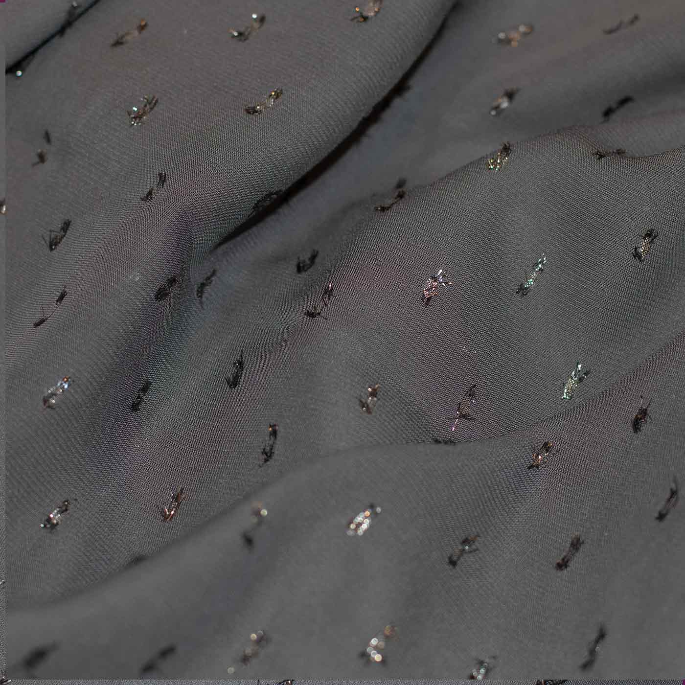 Grey Dotted Chiffon Fabric