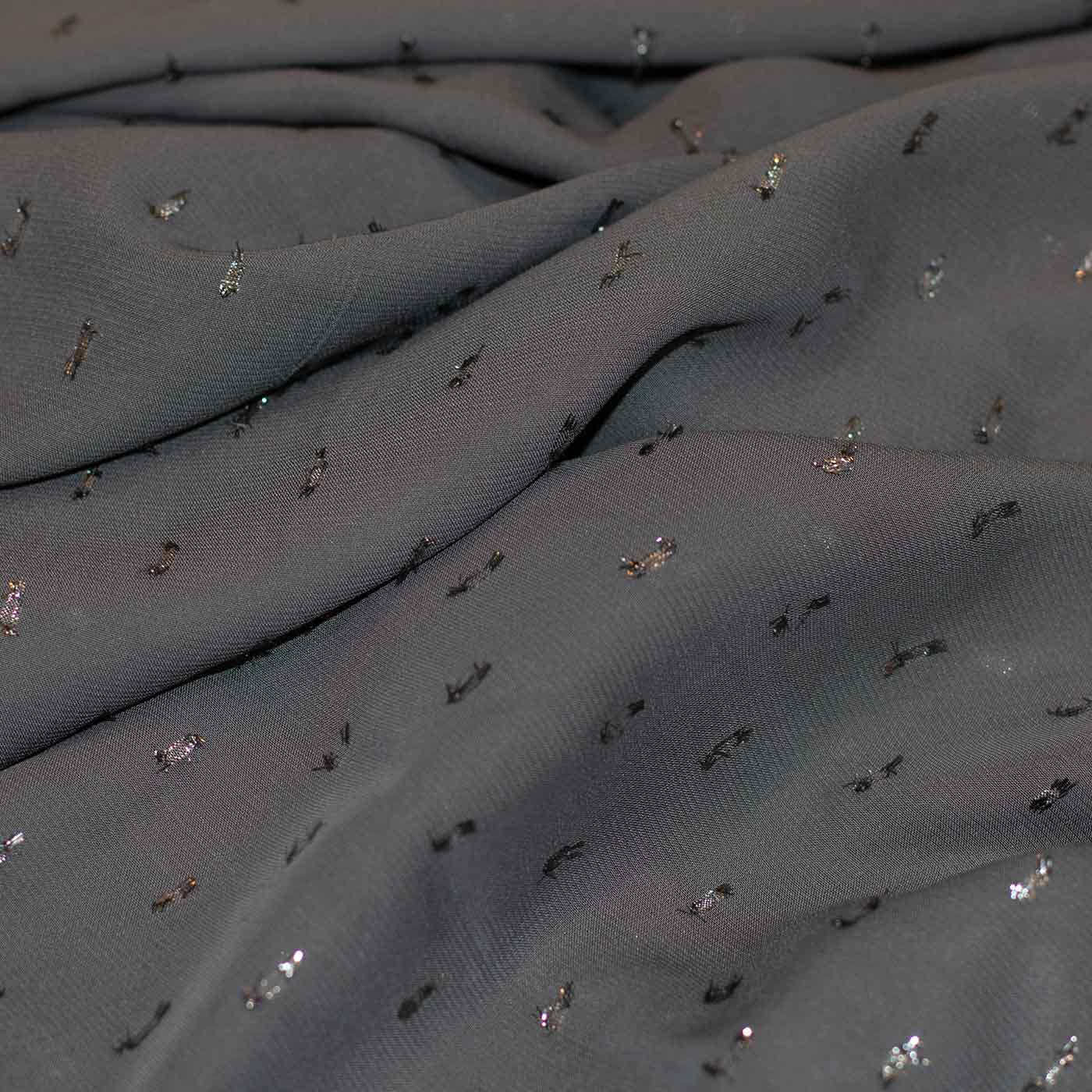 Grey Dotted Chiffon Fabric