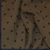 Olive Green Dotted Cotton Gauze Fabric