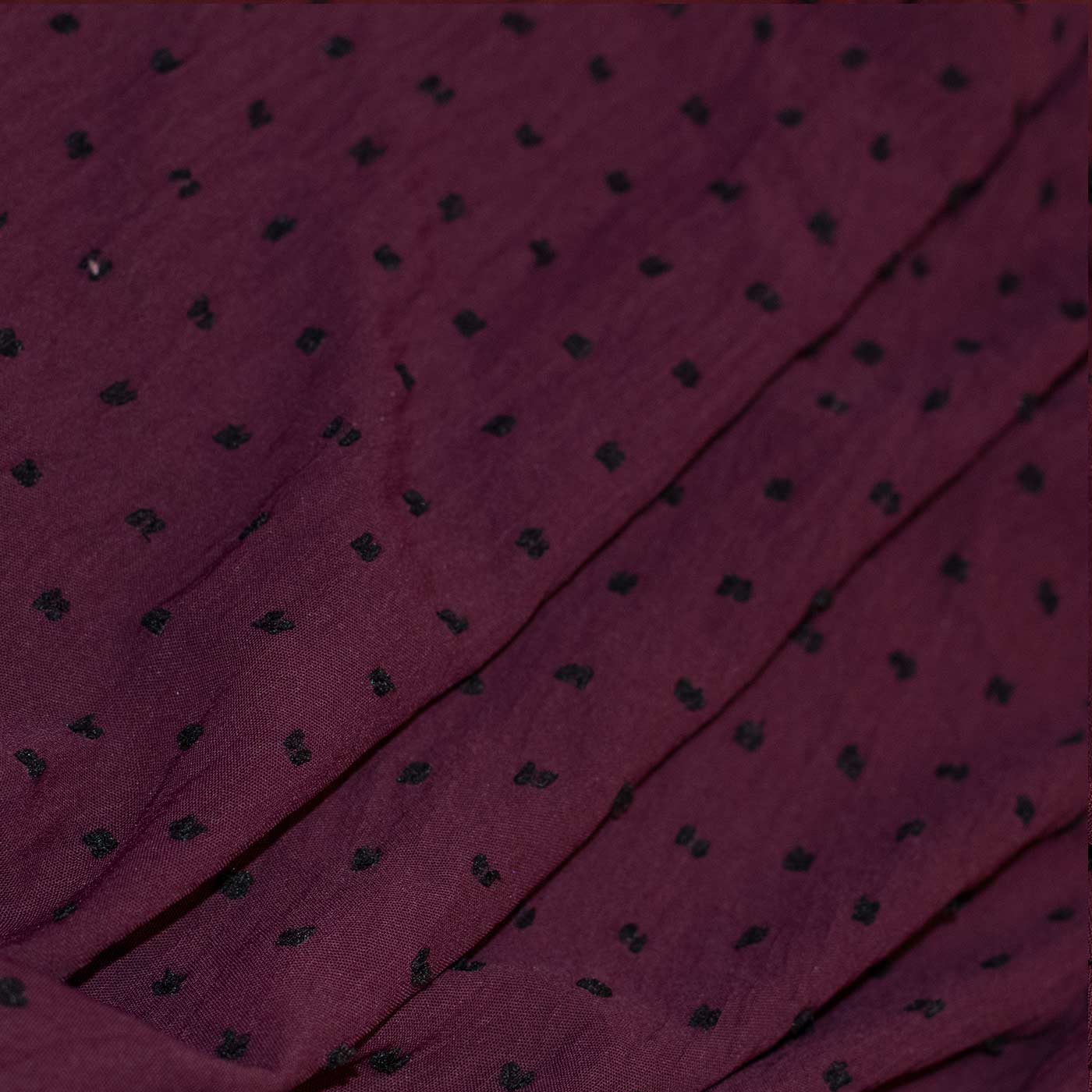 Maroon Dotted Cotton Gauze