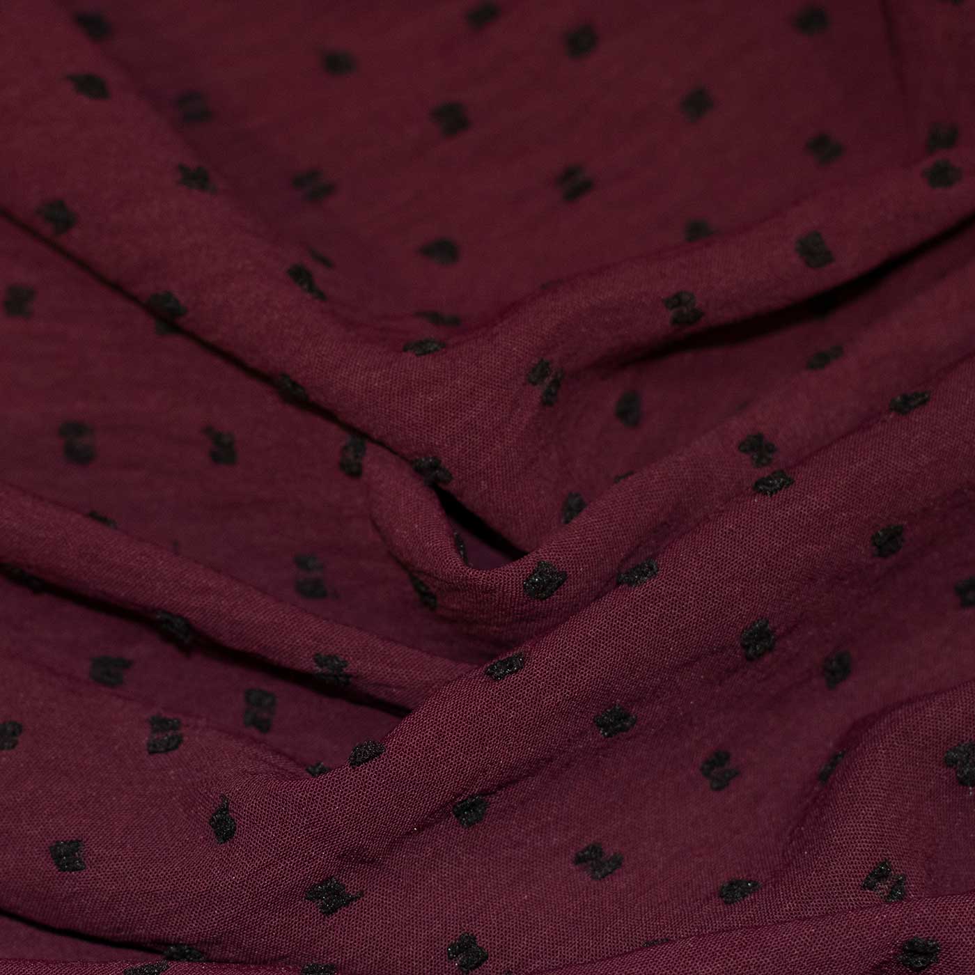 Maroon Dotted Cotton Gauze