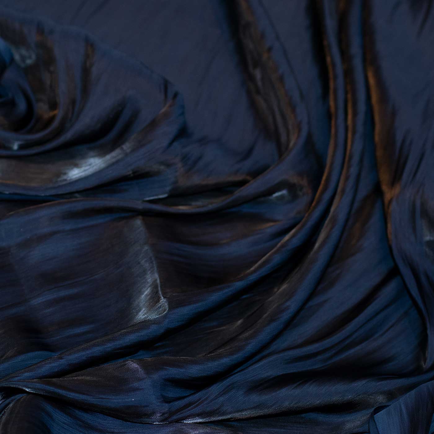 Navy Blue Crinkle Silk Fabric
