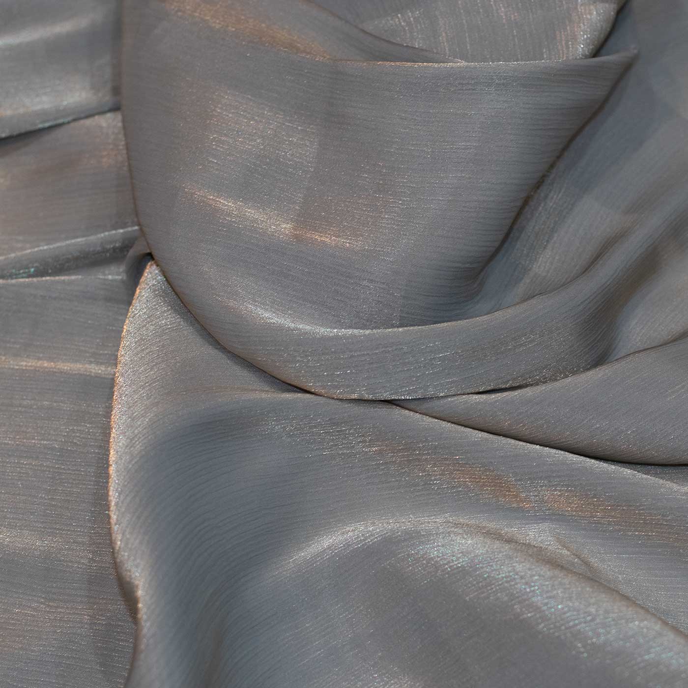 Grey Crinkle Silk Fabric