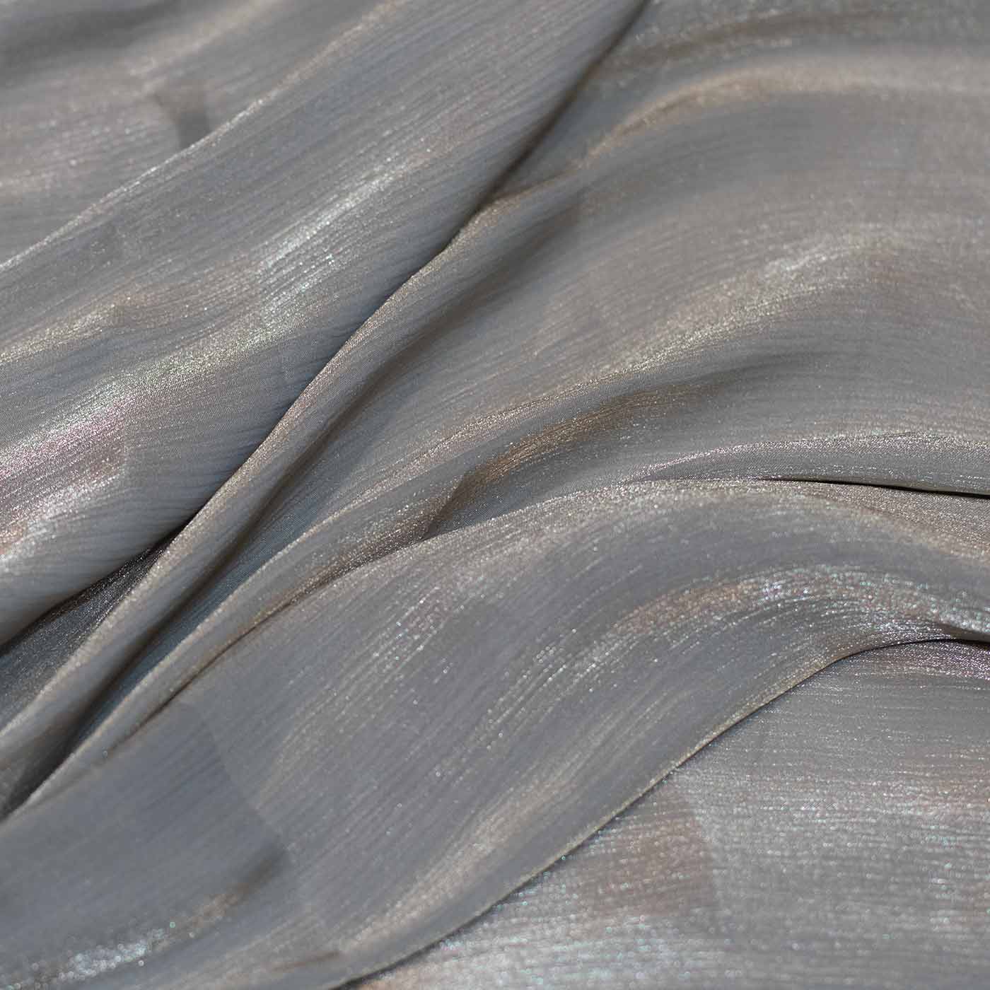 Grey Crinkle Silk Fabric