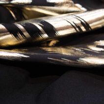 Black And Gold Abstract European Metallic Printed Jacquard Fabric