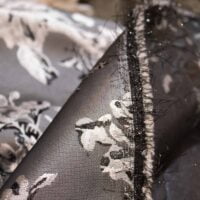 Black and Grey Floral Brocade Fabric