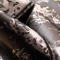 Black and Grey Floral Brocade Fabric