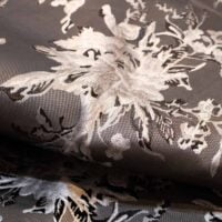 Black and Grey Floral Brocade Fabric