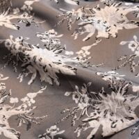 Black and Grey Floral Brocade Fabric