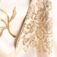 Cream and Brown Floral Brocade Fabric