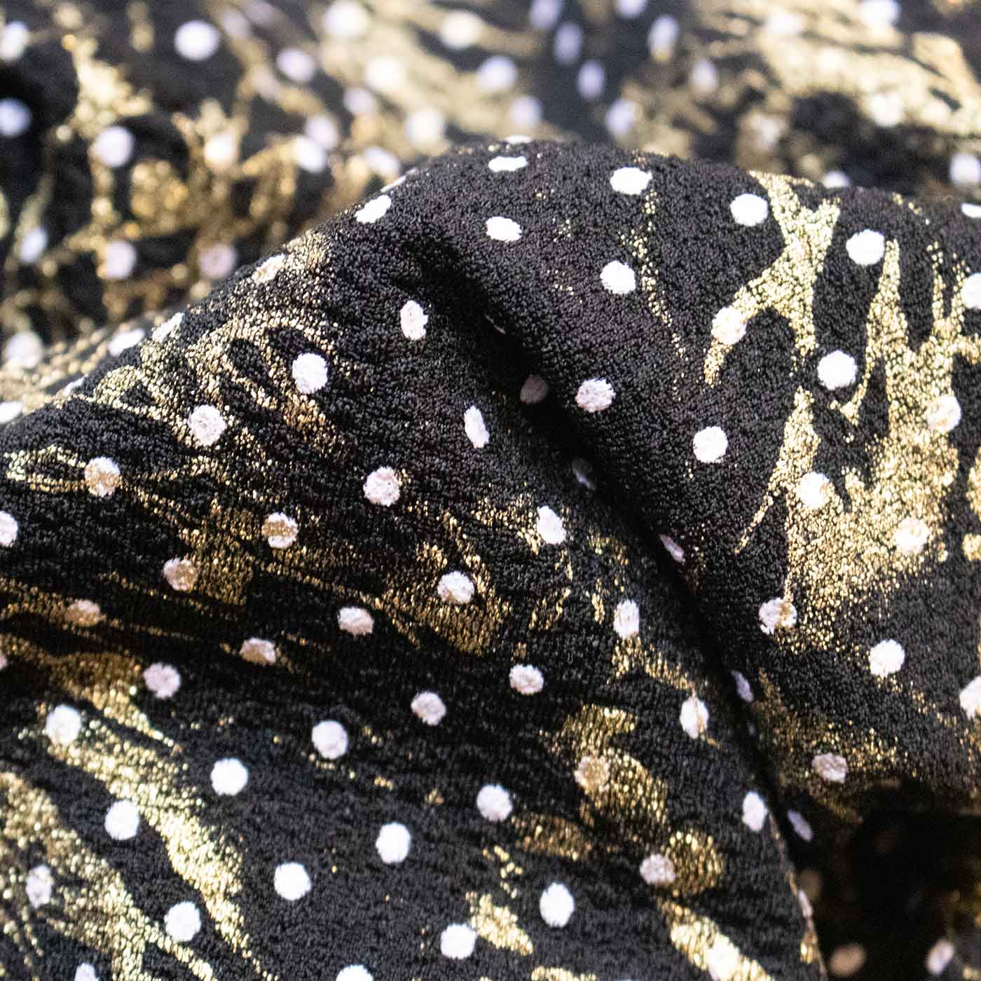 Black and Gold Embroidered-Lurex Fabric