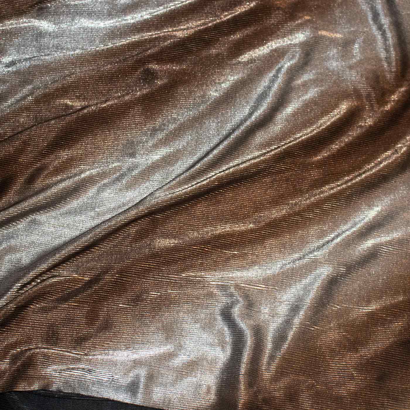 Bronze and Silver Quality Plisse Lurex Fabric