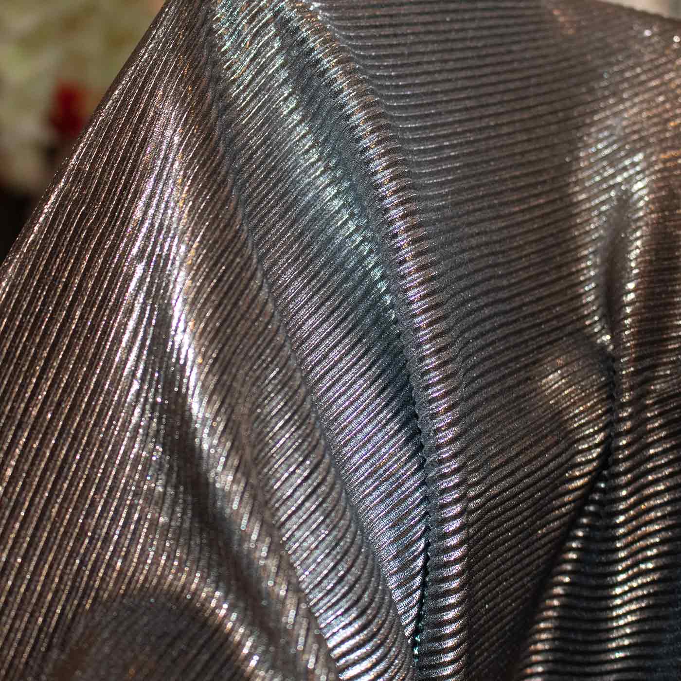 Bronze and Silver Quality Plisse Lurex Fabric