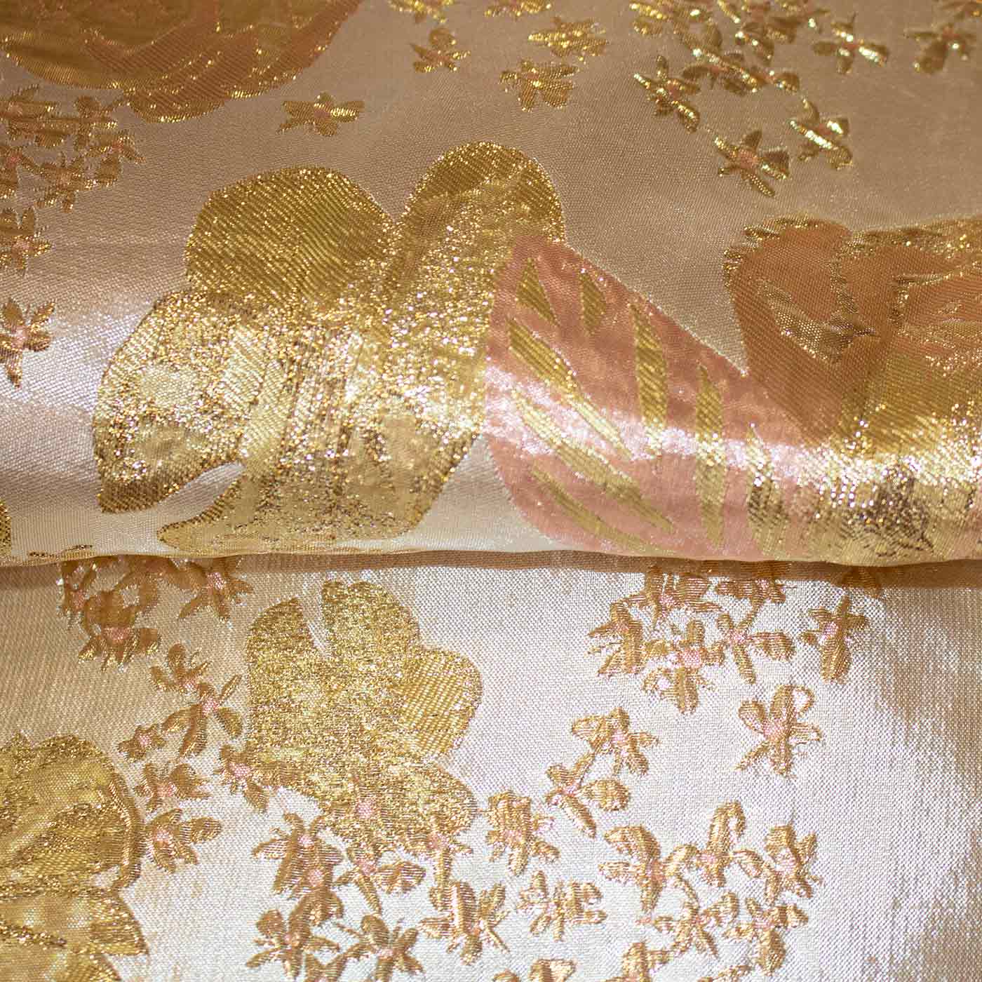 Gold and Peach Italian Brocade Fabric