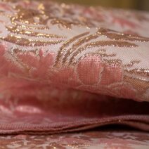 Pink and Gold Abstract Floral Brocade Fabric