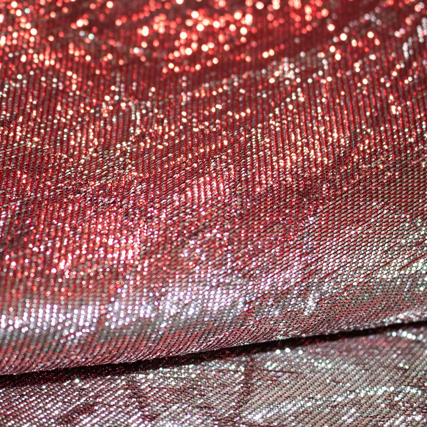 red iridescent brocade fabric