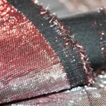 red iridescent brocade fabric