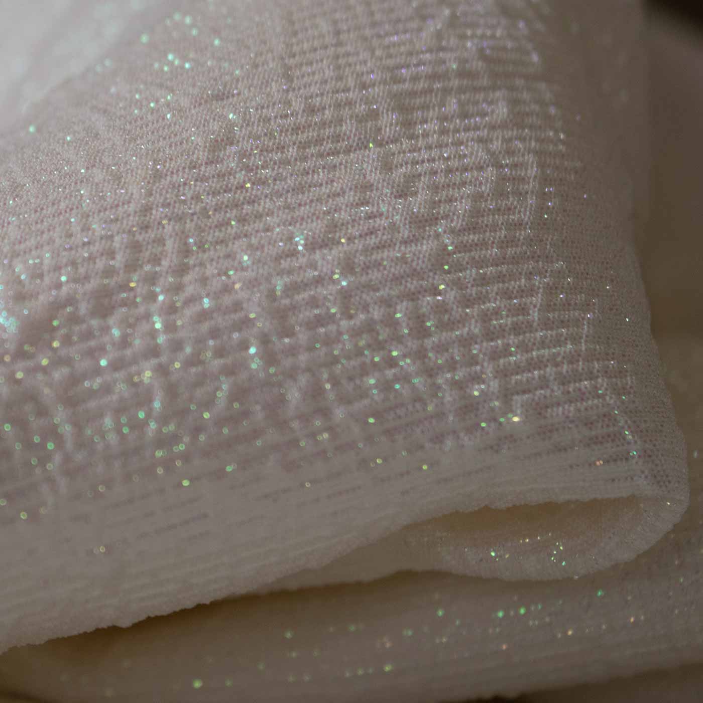 White Iridescent Brocade Fabric