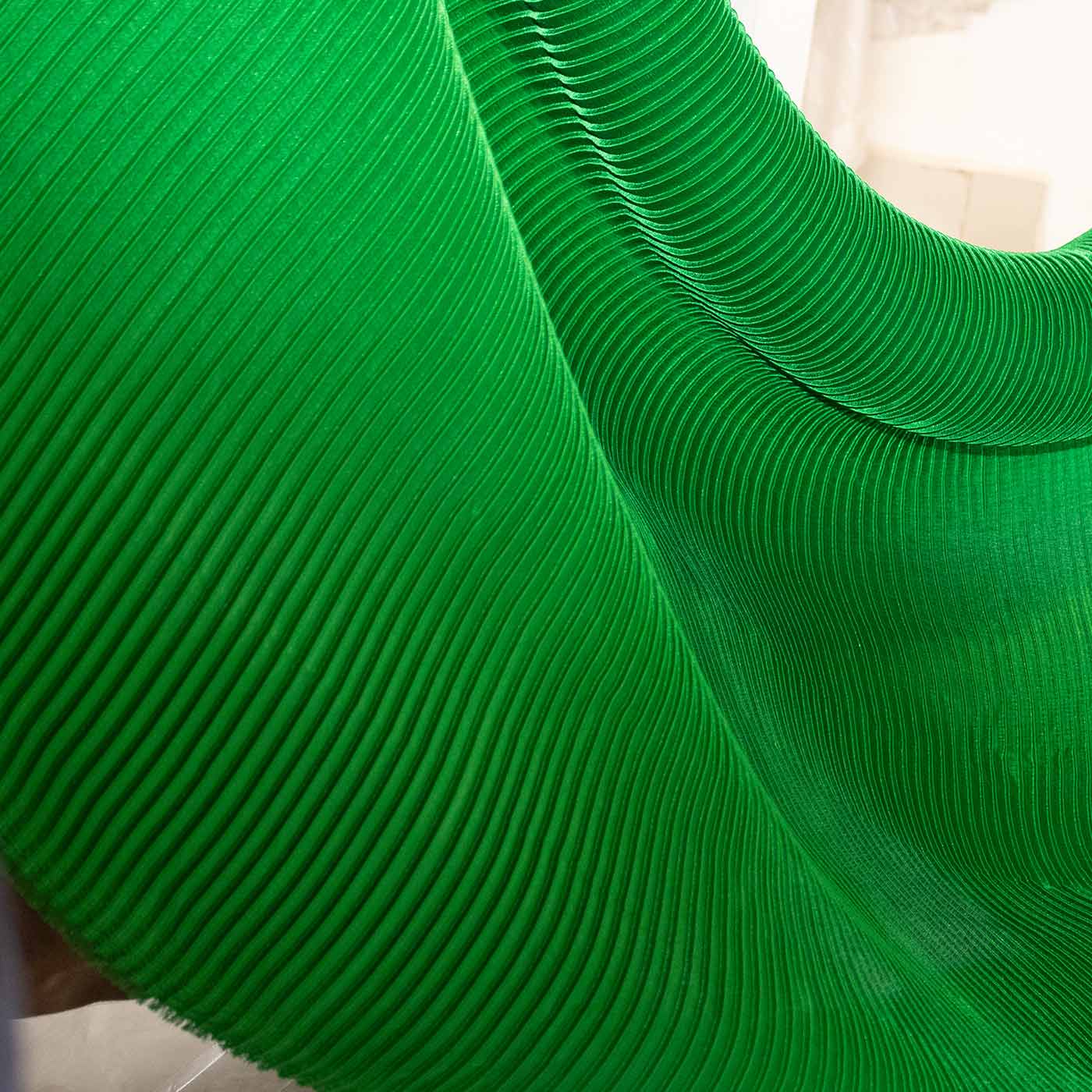 green silk accordion fabric