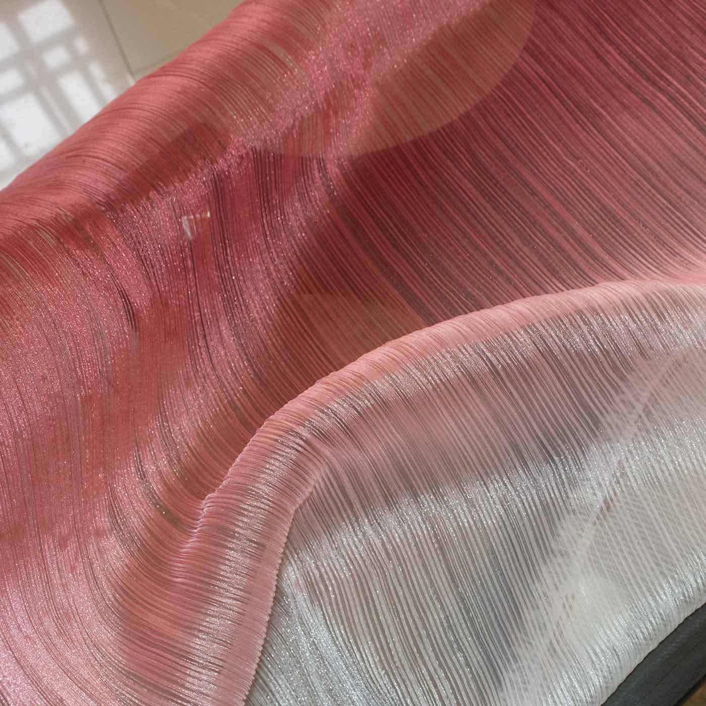 maroon pleated organza fabric