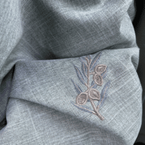 Grey Embroidered Linen Fabric