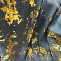 Grey & Gold Metallic Chiffon fabric