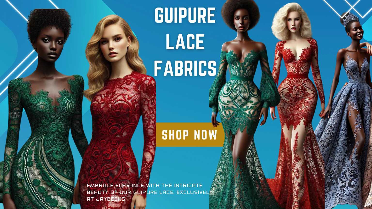 Premium guipure lace fabric at Jaybecks fabric store in Nigeria